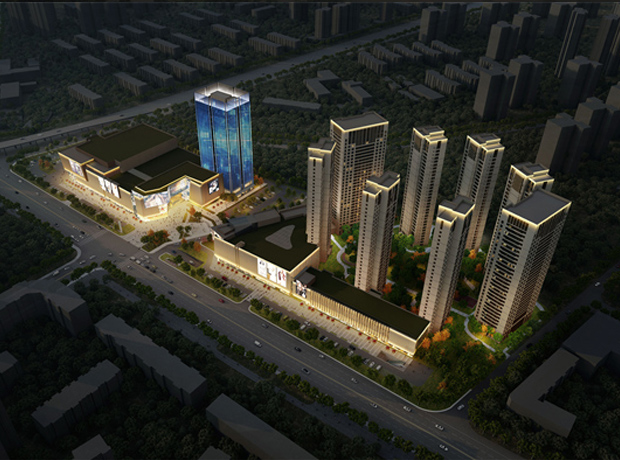 天津和融广场建筑夜景亮化设计效果图